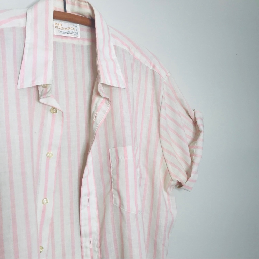 VTG Retro 90’s Blush Striped Button Up Popover - Picture 3 of 5